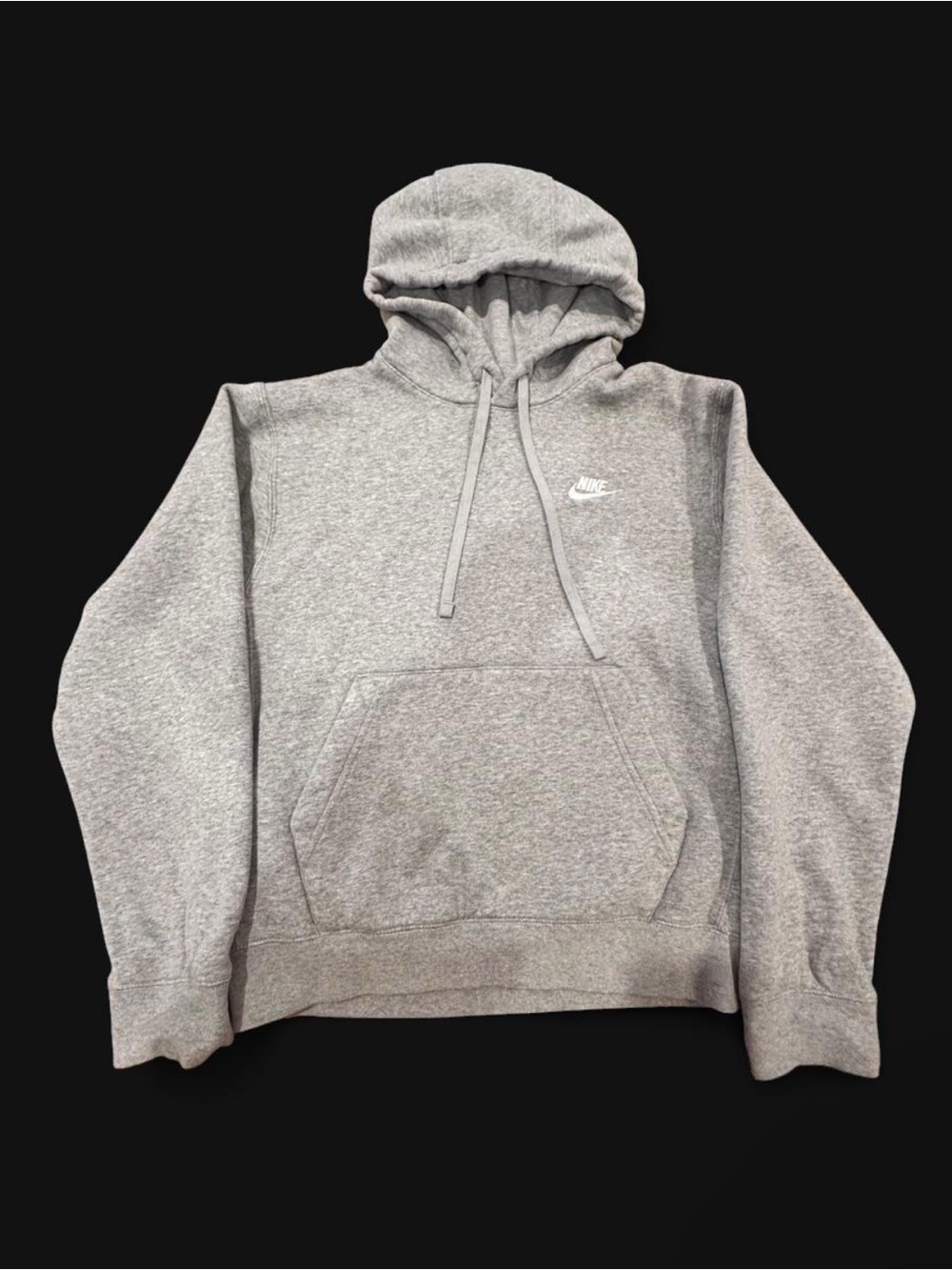 Nike Gray Hooded Pullover Sweatshirt with Small White Logo